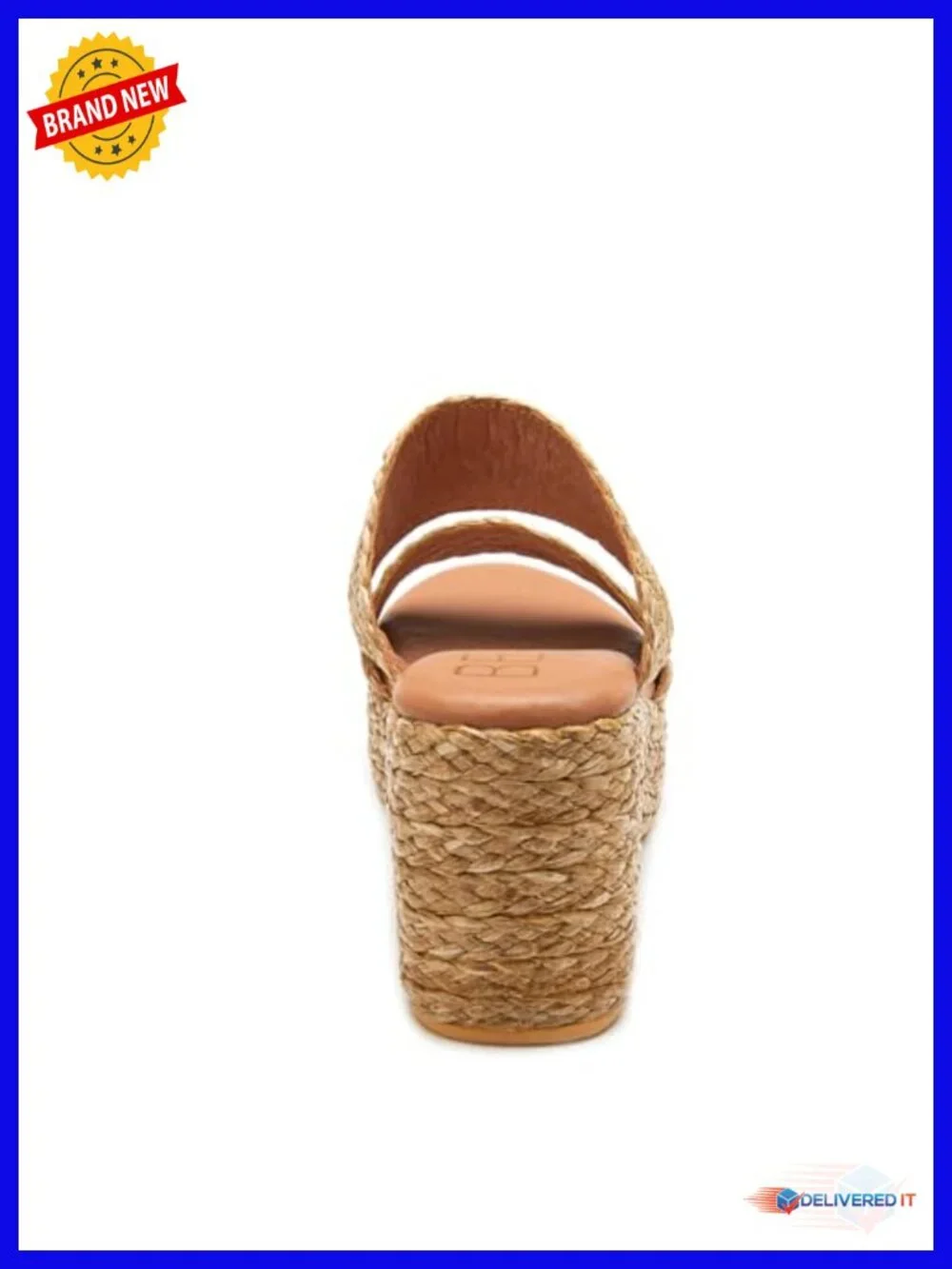 Woven Raffia Platform Wedge Sandals - Slip On Block Heel